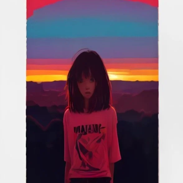 Mesa Sunset by Solano Mesa, printed on the front of the tee