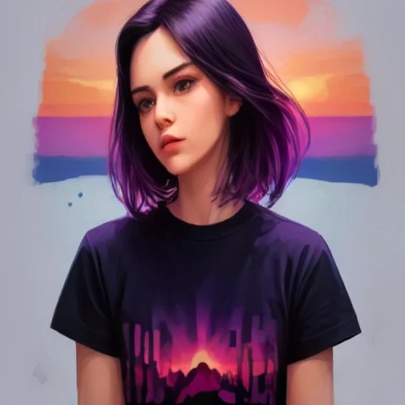 Sunset Static AM by Vance Vinyl & Ink, printed on the front of the tee